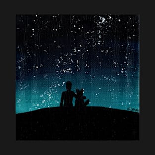 Person & Dog Stargazing T-Shirt