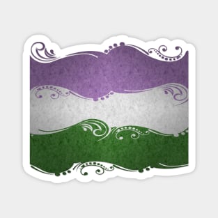 Fancy Swooped and Swirled Genderqueer Pride Flag Background Magnet