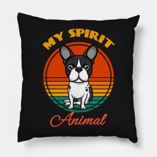 Boston Terrier My Spirit Animal Dog puppy Lover Cute Sunser Retro Funny Pillow