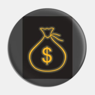 Money bag. Neon light glow. Business finance concept. Pin