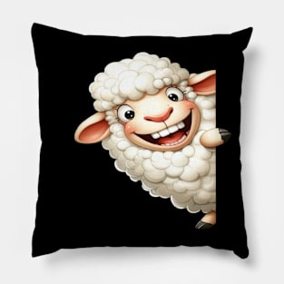 Cute Lamb Playing Peek a Boo Pillow