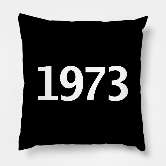 1973 Minimal Typography Vintage Retro White Text Pillow by ellenhenryart