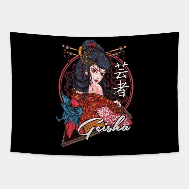 Geisha Tapestry by HappymanStudio