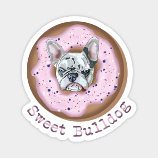 Sweet Bulldog and donut with pink glaze Magnet