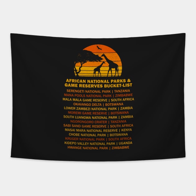 African Safari Bucket List Sunset Giraffe Mother Serengeti Tapestry by BraaiNinja