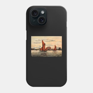 THAMES SAILING BARGES PASSING BLACKWALL,  RIVER THAMES Phone Case