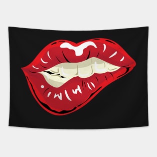 Biting Lip Design, Artwork, Vector, Graphic Tapestry