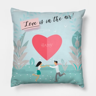 Happy Valentine's Day - Love is in the air! Lettering Contemporary Art Design Pillow