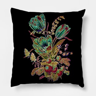 Black Panther Art - Glowing Flowers in the Dark 11 Pillow