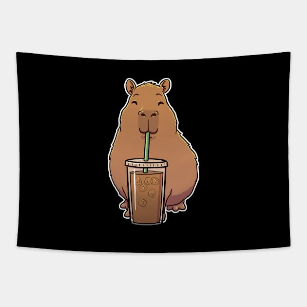 Capybara Iced Coffee Tapestry by capydays