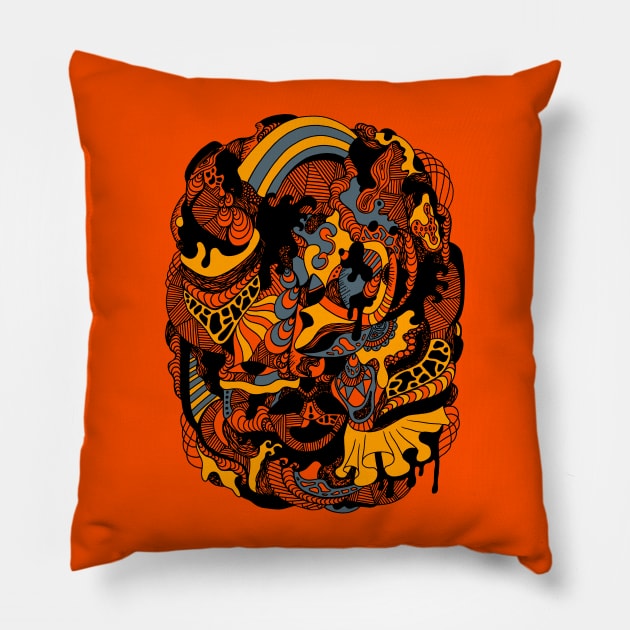 Orangrey Abstract Wave of Thoughts No 2 Pillow by kenallouis