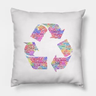 Recycle Symbol Silhouette Shape Text Word Cloud Pillow