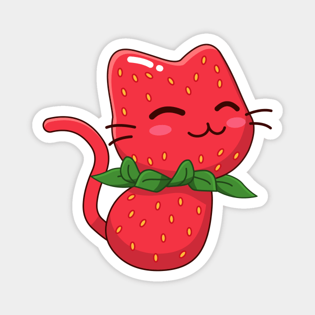 Strawberry Kitty Magnet by AnishaCreations