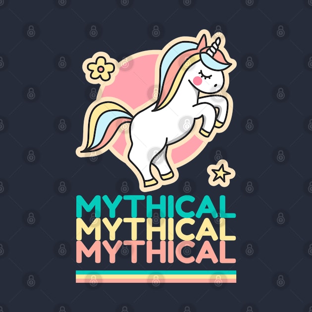 Mythical Repeat Typography & Cute Colorful Unicorn by Inspire Enclave