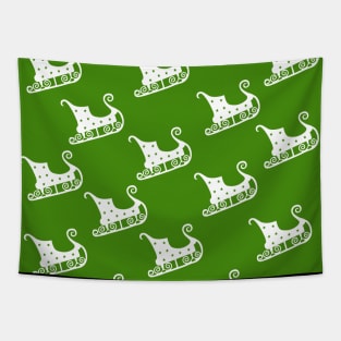 Santa's sleigh green christmas random pattern Tapestry