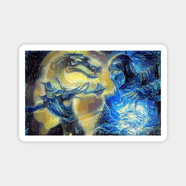 Mortal Kombat Scorpion vs Sub Zero Starry Night Magnet by Starry Night