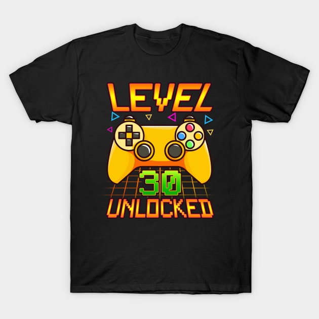Level 30 Unlocked 1989 Gamer 30th Birthday Gift T-Shirt Level 30 Unlocked 1989 Gamer 30th Birthday Gift T-Shirt