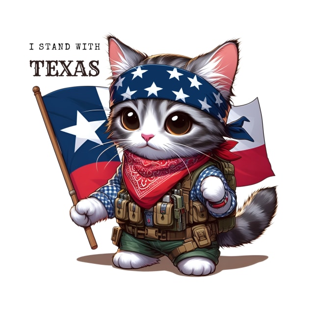 Freedom Fighter Kitten Stand With Texas by PrintWizardArt