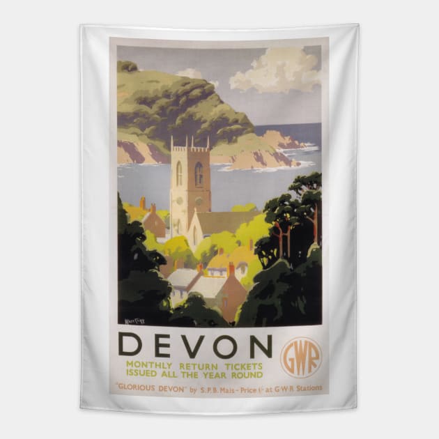 Devon - GWR - Vintage Railway Travel Poster - 1930s Tapestry by BASlade93