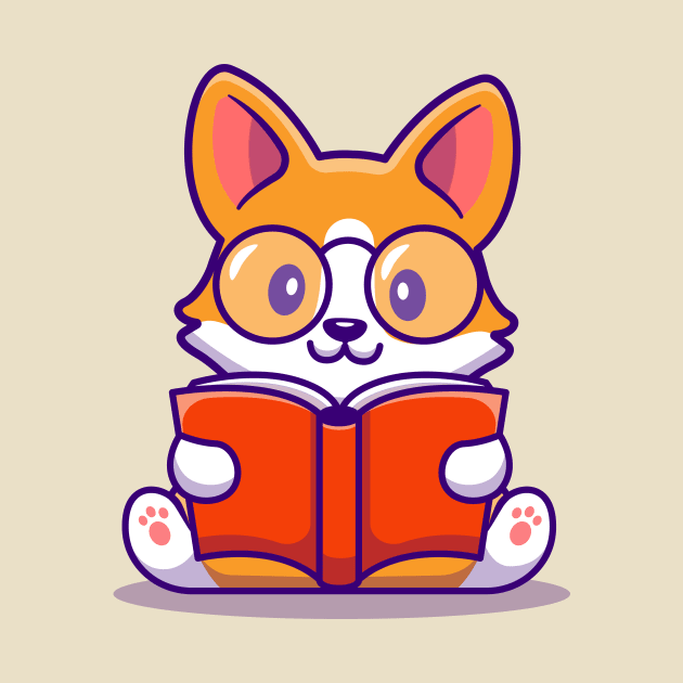Cute Corgi Dog Reading Book by Catalyst Labs
