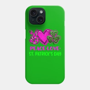 St Patrick's day peace love shamrocks green beer Phone Case