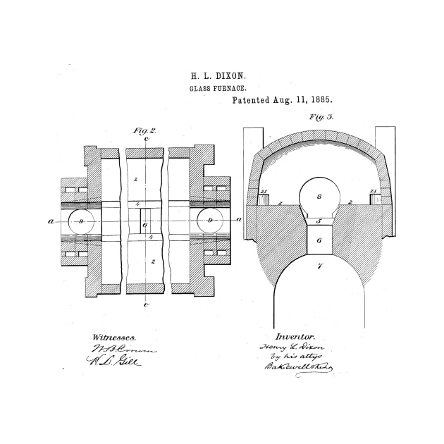 Glass Furnace Vintage Patent Hand Drawing by TheYoungDesigns