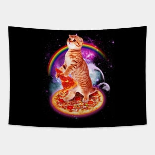 Cat Space Pizza Tapestry