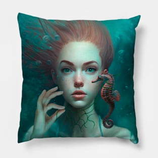 Mermaid and seahorse Pillow