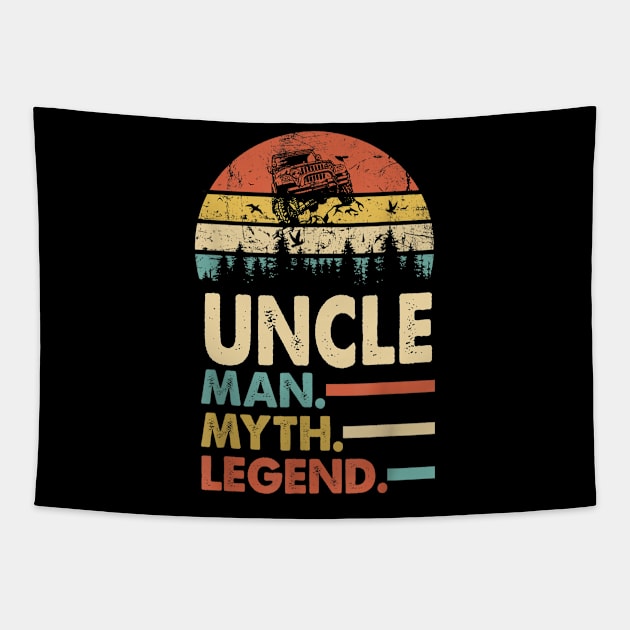 Uncle Man Myth Legend Vintage Jeep For Mens Papa Father's Day Jeep gift Tapestry by David Darry