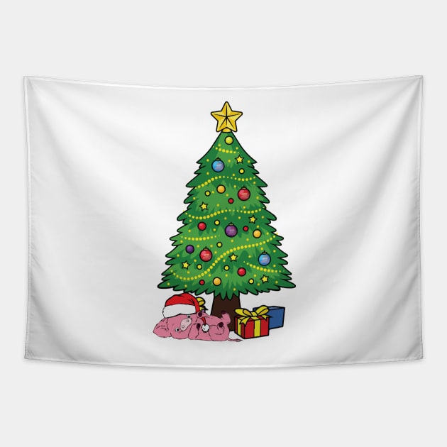 Pig Christmas Tapestry by AmazingArtMandi