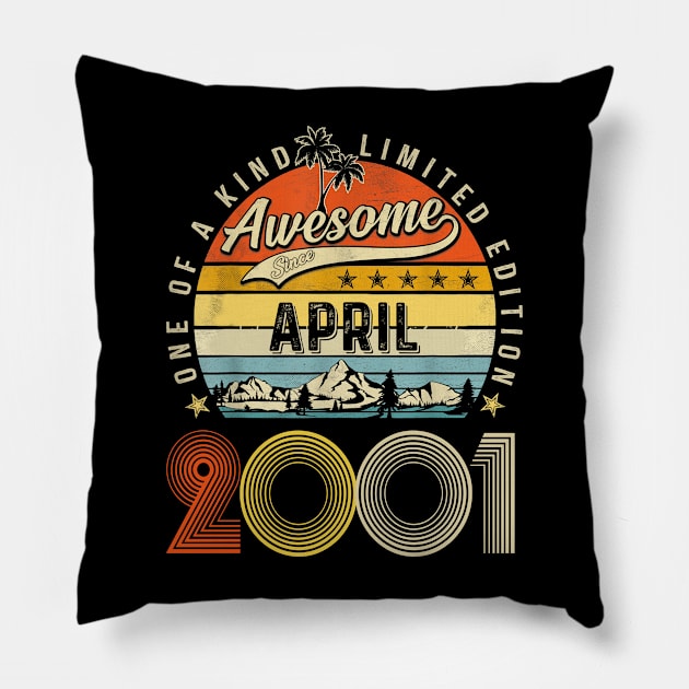 Awesome Since April 2001 Vintage 22nd Birthday Pillow by PlumleelaurineArt