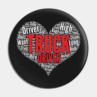 Truck driver Heart Shape Word Cloud Design product Pin