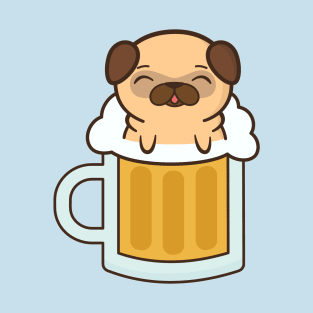 Cute and Kawaii Adorable Pug With Beer T-Shirt