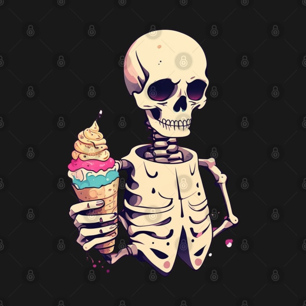 Skeleton holding icecream by cy4designs 