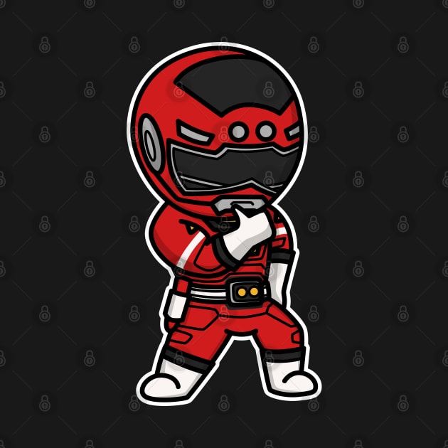 Red Racer Gekisou Sentai Carranger Chibi Style Kawaii by The Toku Verse