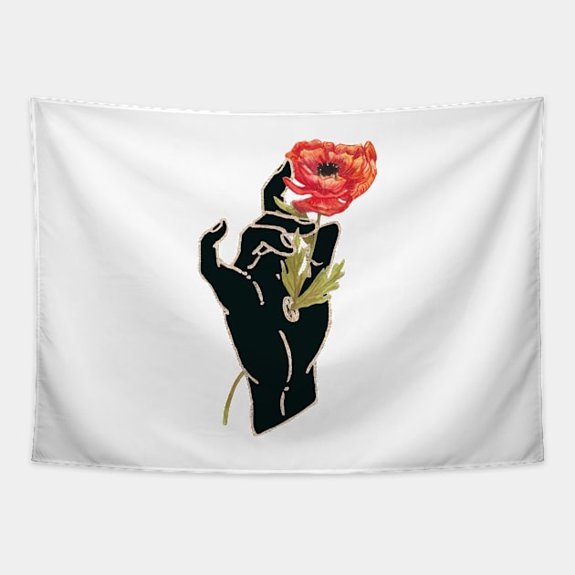 Gilded Hands - Poppy (Dark Version) Tapestry by catherold