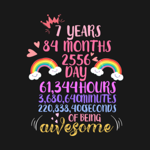 7 Years Old 7th Birthday Gifts T Shirt 84 Months 7 Years Old 7th