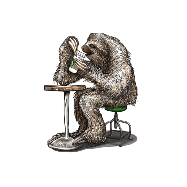 Steve the Sloth on his Coffee Break by dotsofpaint