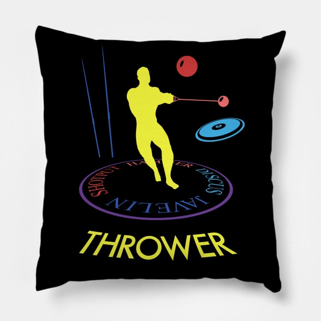 THROWER tee - Javelin, Discus, Shotput Pillow by GeekGiftGallery