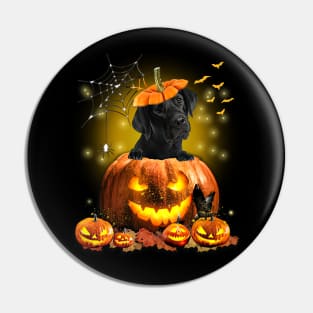 Black Labrador Spooky Halloween Pumpkin Dog Head Pin