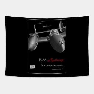 P-38 Lightning WW2 American Fighter Tapestry