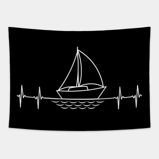 Sailing - Heartbeat & Sailboat - Dark Prods Tapestry