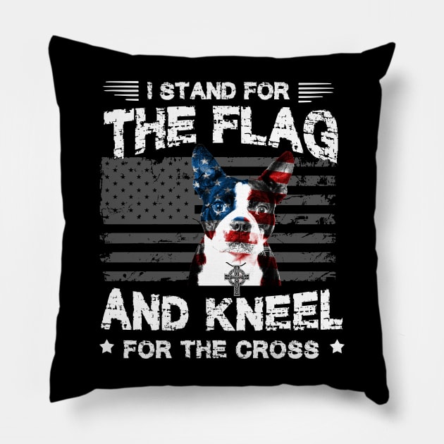 Boston Terriers Dog Stand For The Flag Kneel For Fallen Pillow by Antoniusvermeu