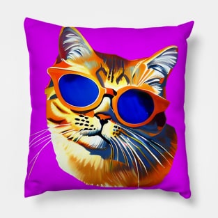 Ginger cat in sunglasses Pillow