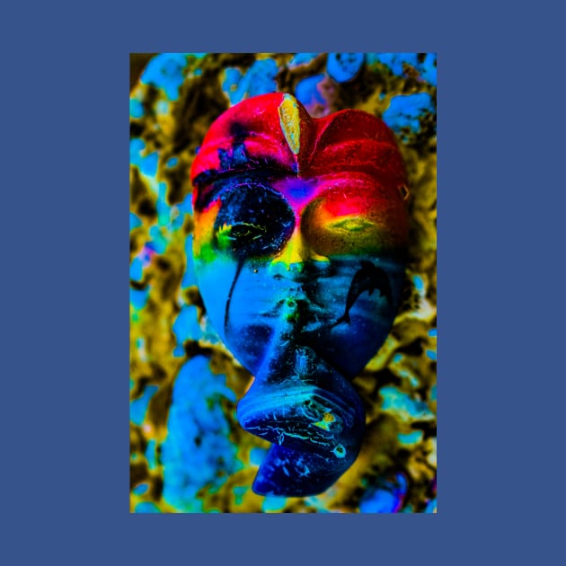 A blue red Bali face mask by kall3bu