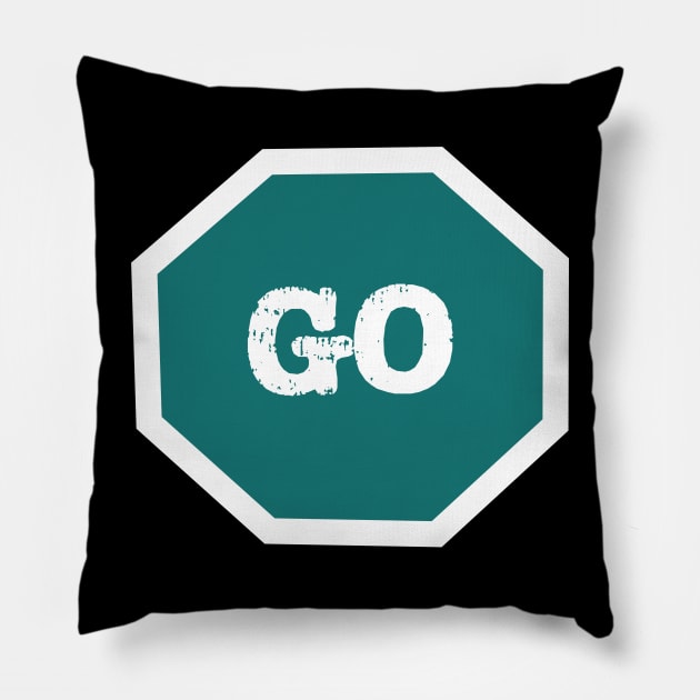 Go Sign Jade Pillow by The E Hive Design