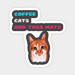 Coffee cats and yoga mats funny yoga and cat drawing Magnet