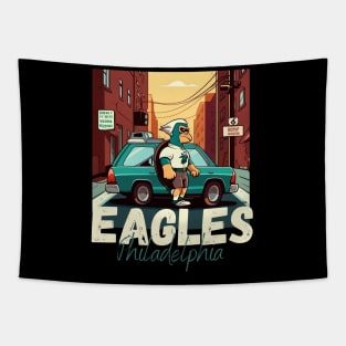 Philadelphia eagles football player graphic design cartoon style beautiful artwork Tapestry