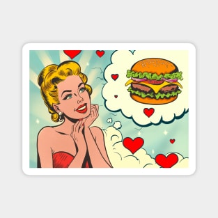 Valentine’s day hamburger vintage love Magnet