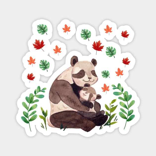 cute panda family Magnet by BZART